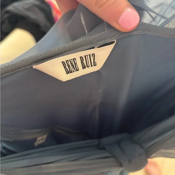 Rene Ruiz Blue Gray Ruched Gown - Picture 5 of 5